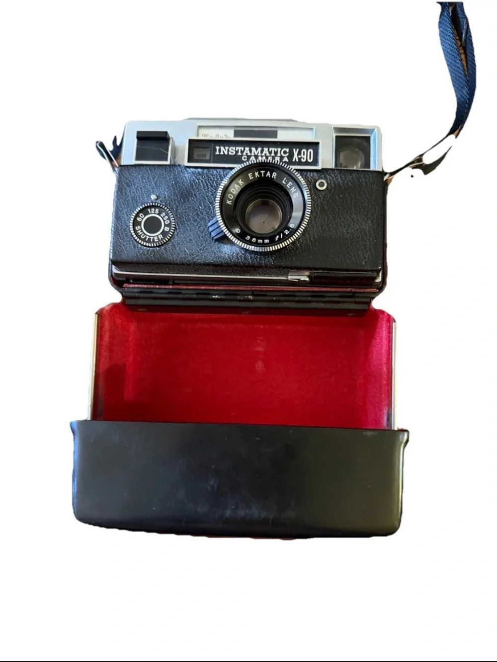 Kodak Instamatic X-90 Camera with Black Body and Red Case Interior